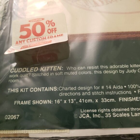New Sealed JCA Inc Elsa Williams Cuddled Kitten Counted Cross Stitch Kit‎ #02067 - Picture 5 of 6